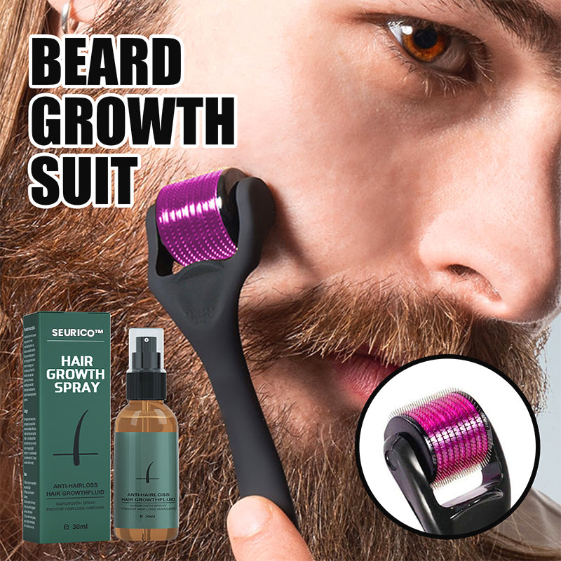 Seurico™ Beard Growth Natural Spray & Microneedle Roller Set