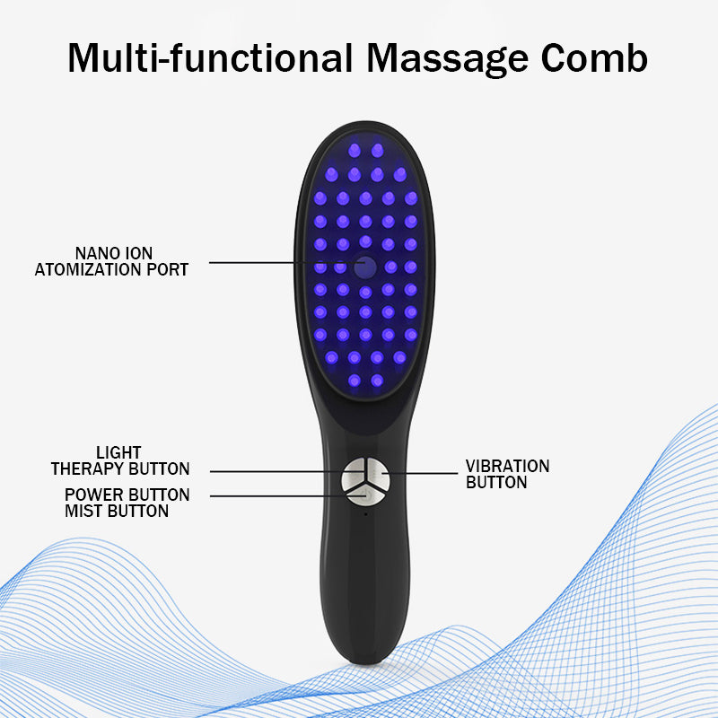 Multi-functional Hair Growth Massage Comb (Light Therapy+Ultrasonic Vibration+Nano Ion Atomization)