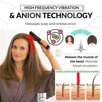 Multi-functional Hair Growth Massage Comb (Light Therapy+Ultrasonic Vibration+Nano Ion Atomization)