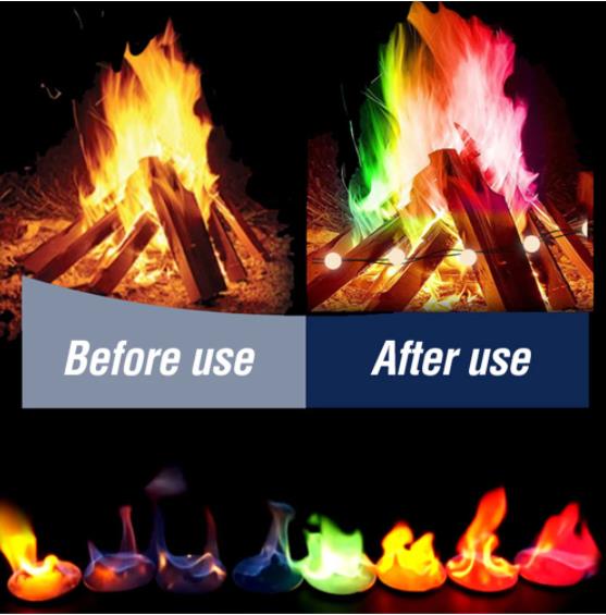 Bonfire Flame Powder Mysterious Magic Fire Fireplace Color Sachet Pyrotechnics Magic Trick Outdoor Camping Hiking Survival Tool