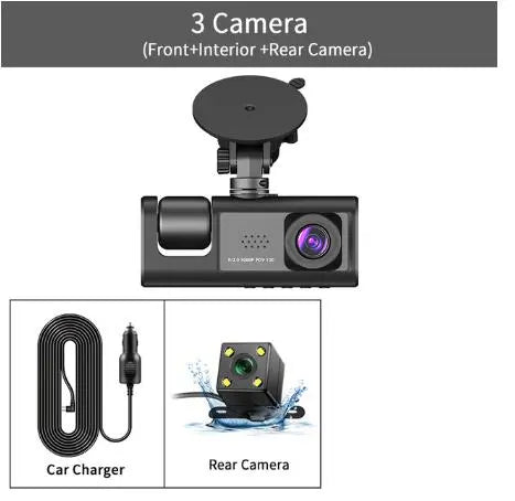 Seurico™ Three-Channel Dash Cam with IR Night Vision & G-Sensor