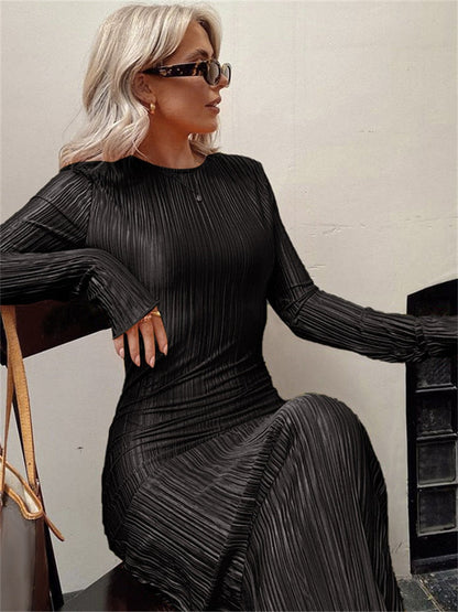 Long Sleeve  Striped Bodycon Dress